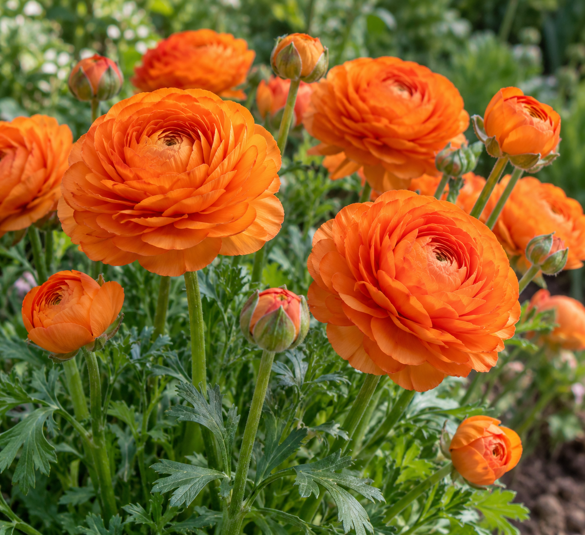 20 Ranunculus Aviv 'Orange' Perennial Bulbs. Lustrous Vibrant Tangerine Colored Blooms, Butterfly Friend, Sun Lover, Critter Resistant, Adds Cheer!
