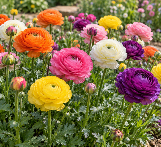 20 Mixed Ranunculus Aviv Perennial Bulbs. Up to 5" Blooms, Butterfly Friend, Sun Lover, Critter Resistant.