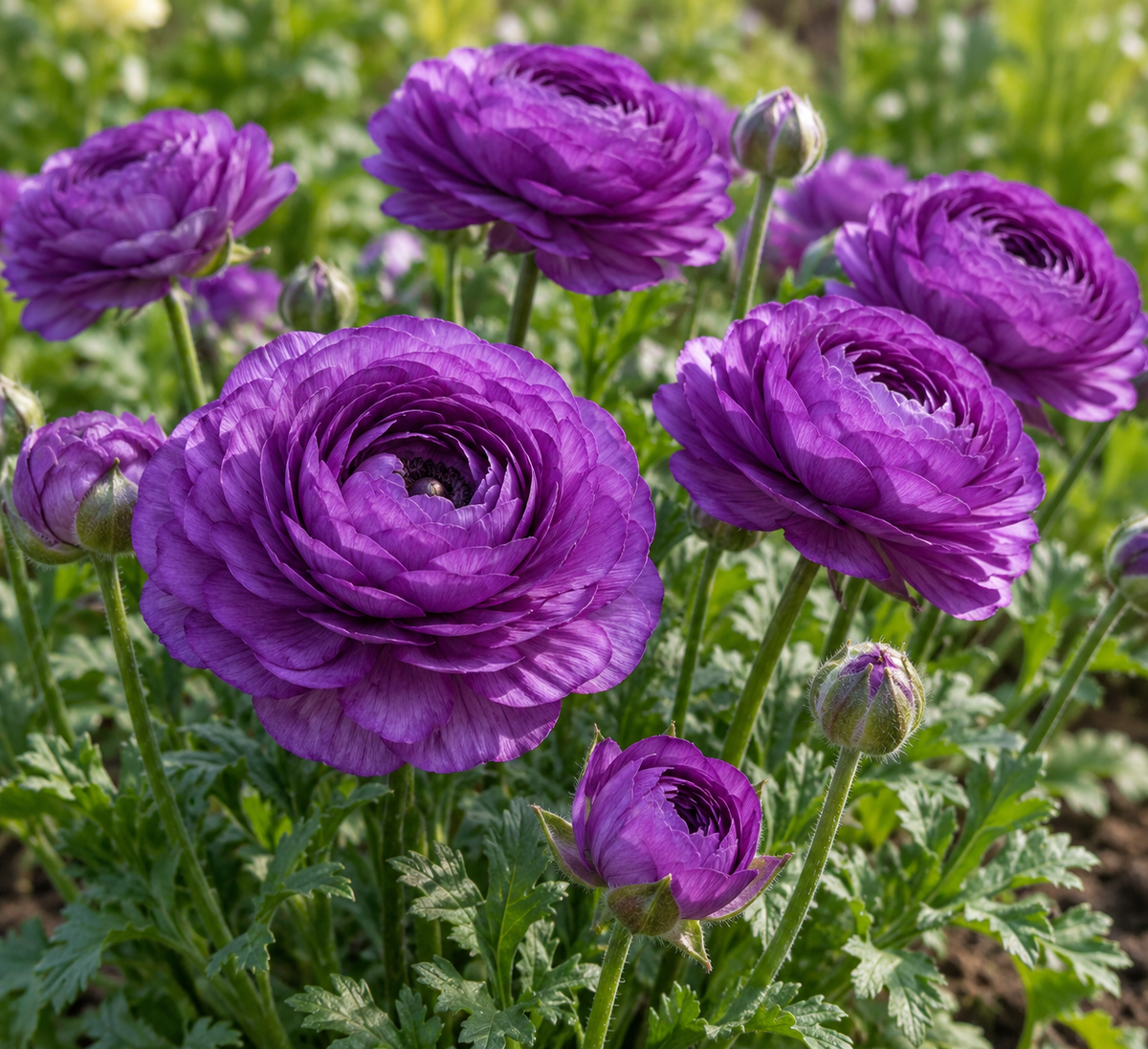 20 Ranunculus Aviv 'Purple' Perennial Bulbs. Beautiful Blooms in Purple Hues. Love Sun. Critter Resistant.