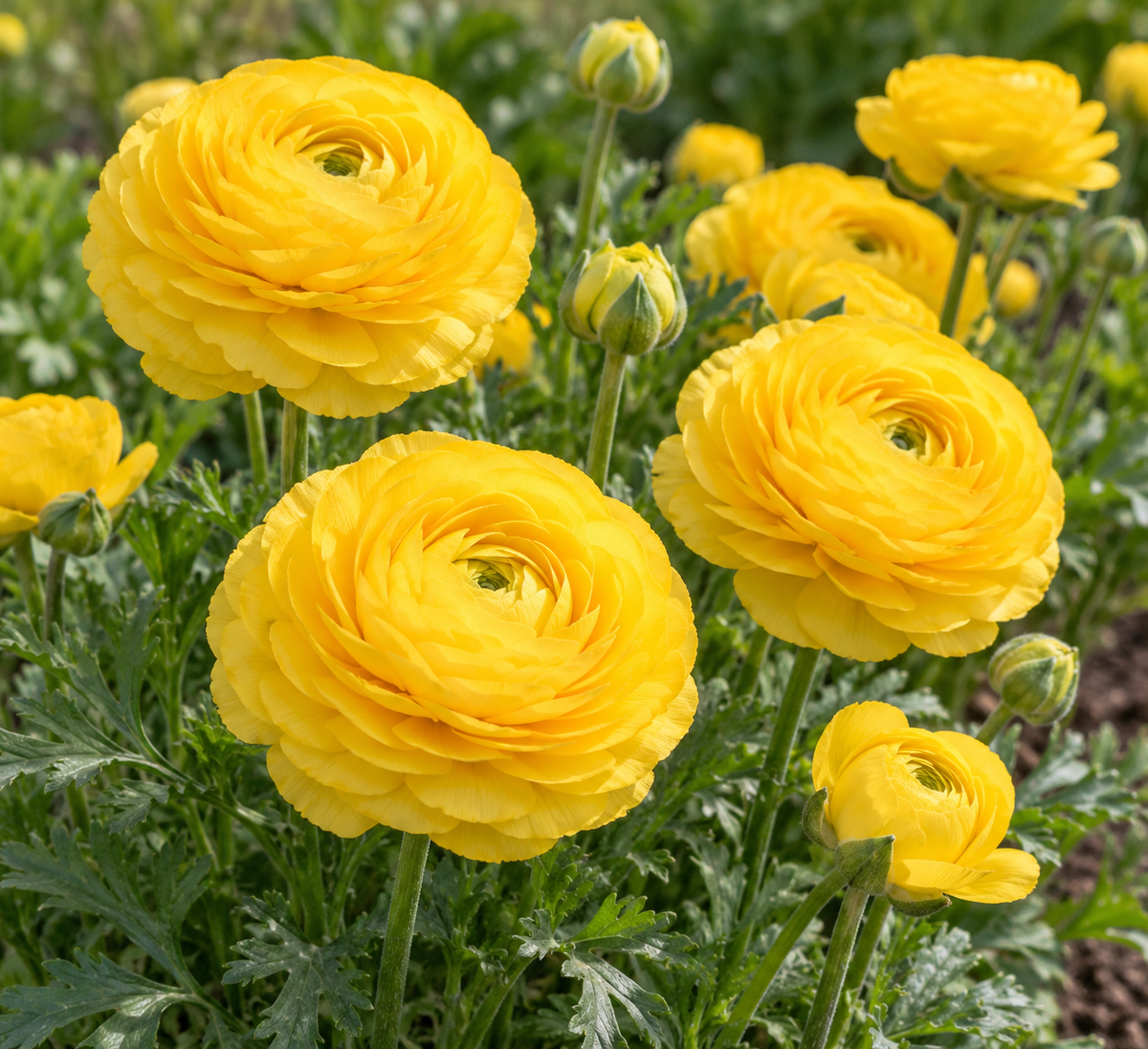 20 Ranunculus Aviv 'Yellow' Perennial Bulbs. Lemon-Yellow Hues. Love Sun. Critter Resistant.